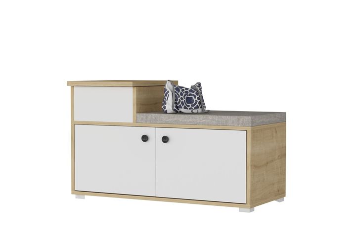 Elegante Schoenenkast, Wit en Eik