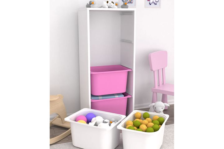 Tobias 4-Tier Children's Toy Storage, Pink & White