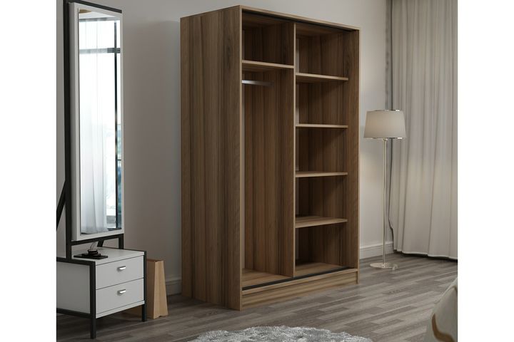 Medway Tideway Kledingkast met Schuifdeuren, 210 cm, Zwart en Walnoot