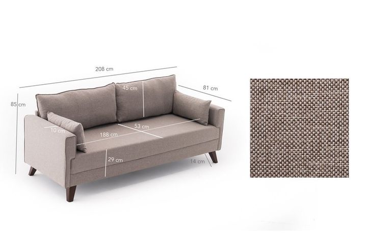 Bella Soft 3-Zitsbank, Creme