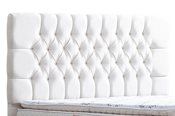 Rome Boxspringbed met Hoofdbord, 90x200 cm, Creme