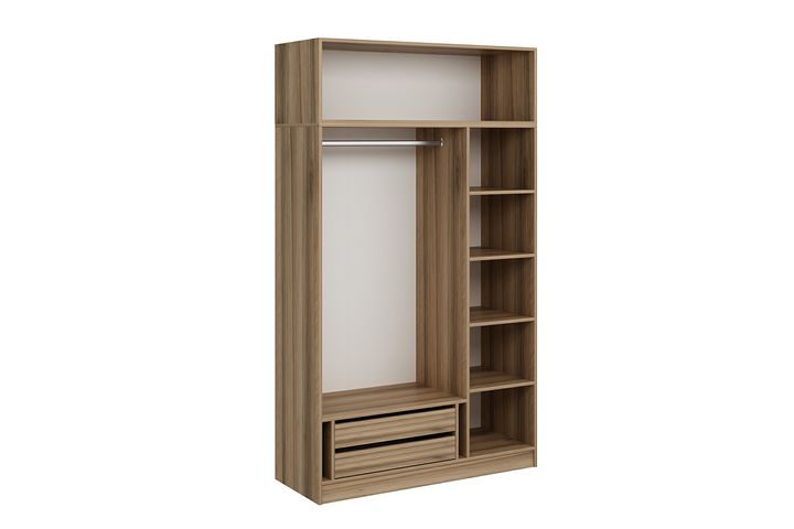 Medway Tideway Kledingkast met 3 Deuren en Bovenkast, Antraciet en Walnoot