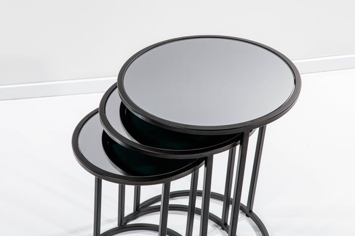 Ci̇rcles Bijzettafel-Set, Zwart, Gerookte Spiegel