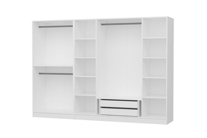 Medway Country Kledingkast met 6 Deuren, 2 Lades en Spiegel, Wit