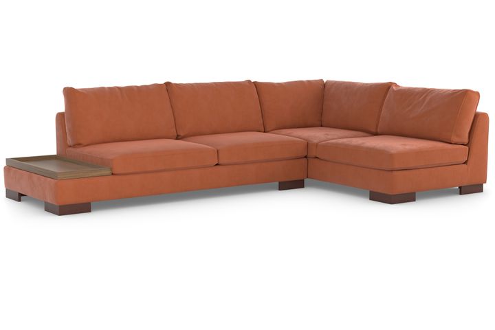 Tulip Corner Sofa Right Chaise, Rust Orange