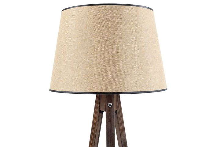Warrick Houten Driepoot Vloerlamp met Rek, Lichtbruin en Bruin