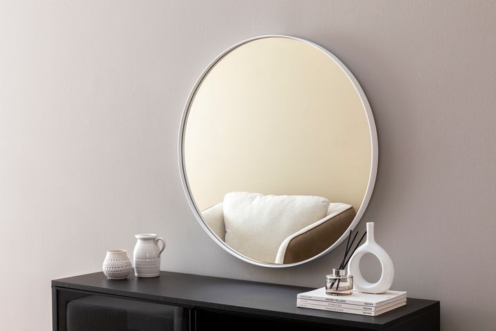 Otto Austyn Ronde Spiegel, 80 cm, Wit
