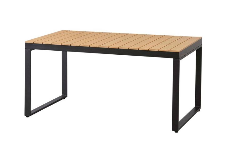 Zenio Garden Table, 80 x 150 cm, Light Wood & Black