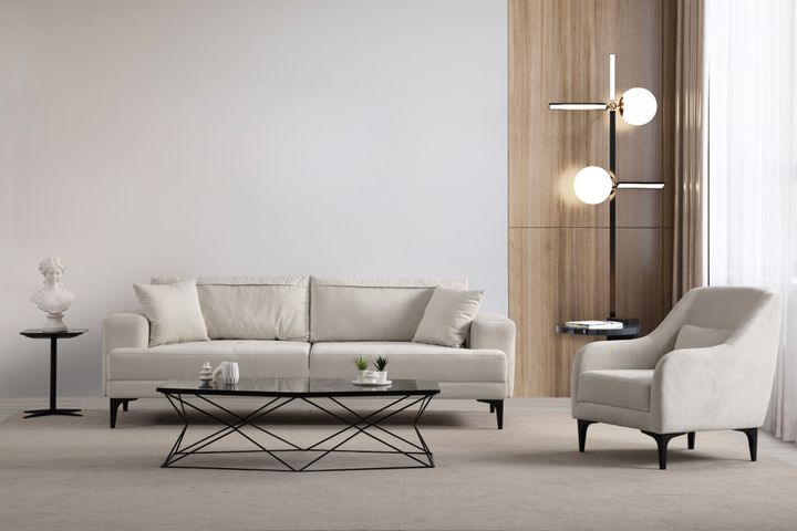 Astana 3-Zitsbank met slaapfunctie, Ecru