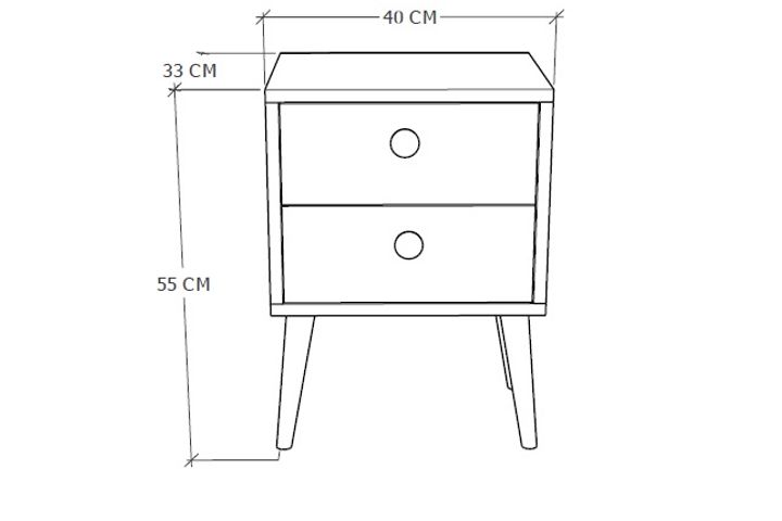 Festa Nachtkastje met 2 Lades, Walnoothout & Wit
