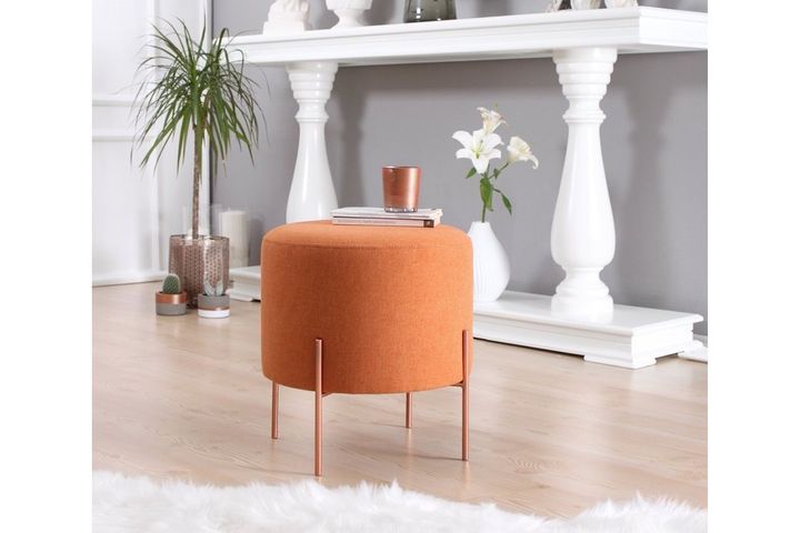 Copper Ronde Poef, Oranje