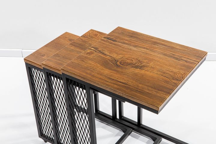 Valencia Bijzettafel Set, 3-Dlg, Antiek Notenhout