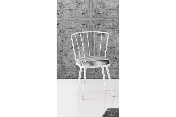 Mond Stoel met Pied-De-Poule Patroon, Wit