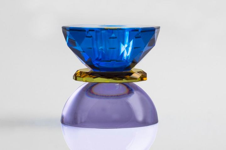 Mona Candle Holder, Lilac and Blue