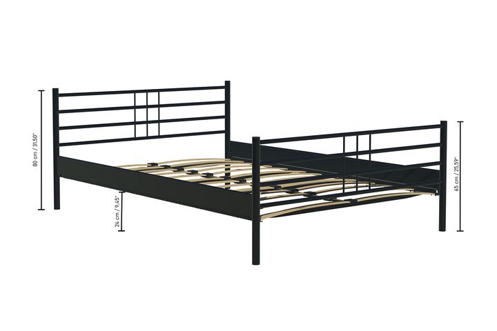 Manyas Metalen Bedframe, 120x200 cm, Zwart