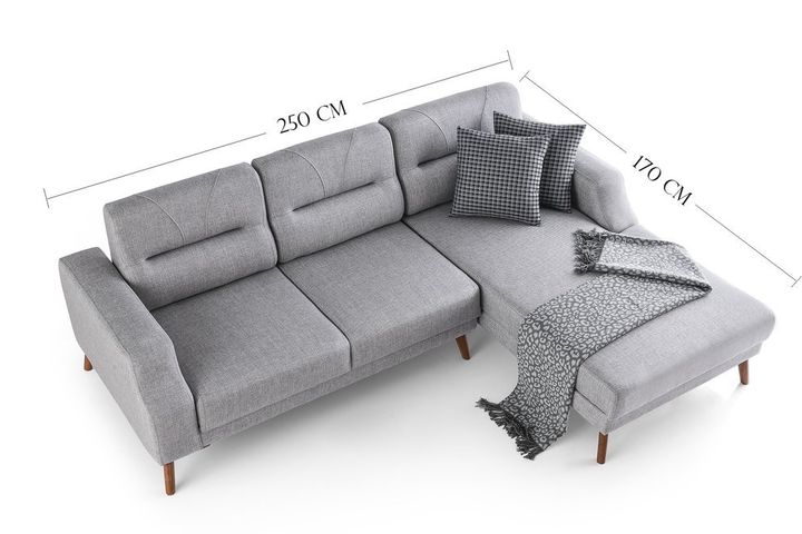 Anka Hoekbank Rechts, 250x170 cm, Lichtgrijs