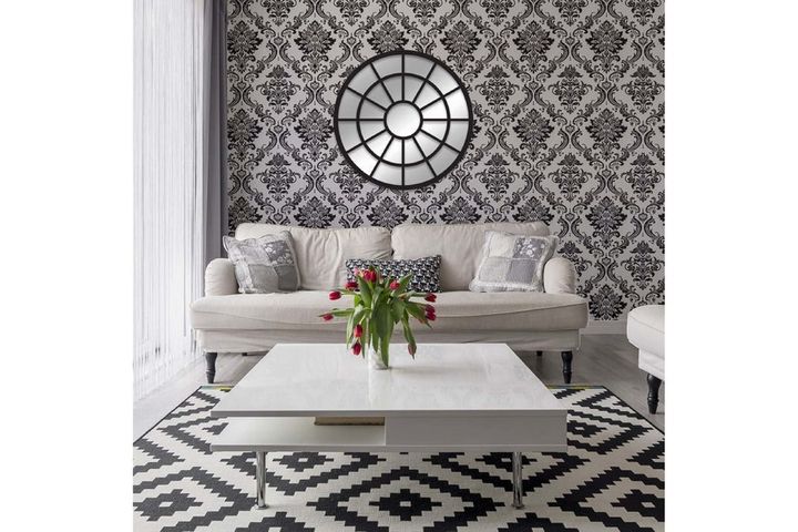 Wood Decoratieve Ronde Wandspiegel, 70 cm, Zwart