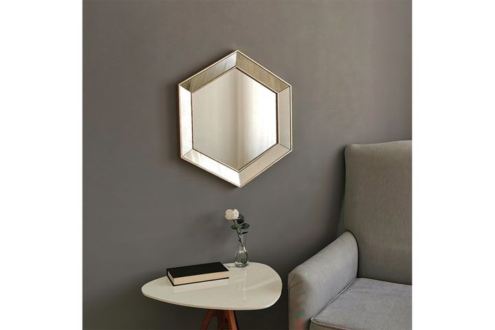 Neostyle Decorative Hexagonal  Full Length Mirror, 60 x 52, Silver