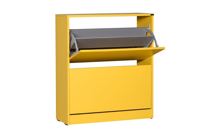 Adore Flat Duo 2-Tier Large Shoe Storage Cabinet, Yellow