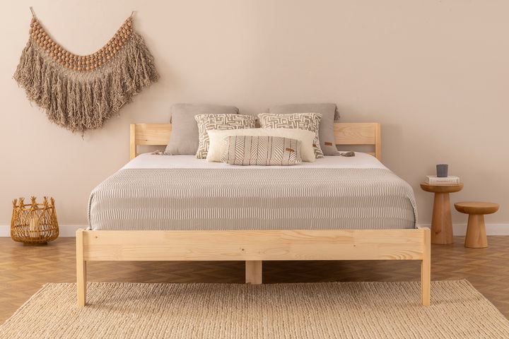 Axel Double Bed, 140 x 200 cm, Light Wood