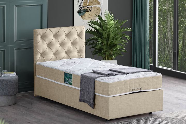 Peggy Plus Boxspringbedset, 180x200 cm, Creme