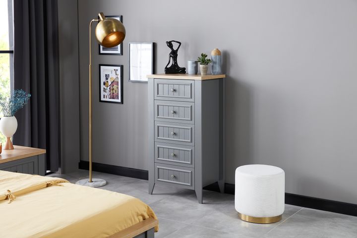 Lora Hoge Ladekast, Grijs