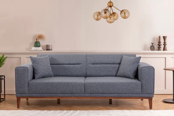 Liones 3-Sitzer Sofa, Dunkelgrau & Nussbaum