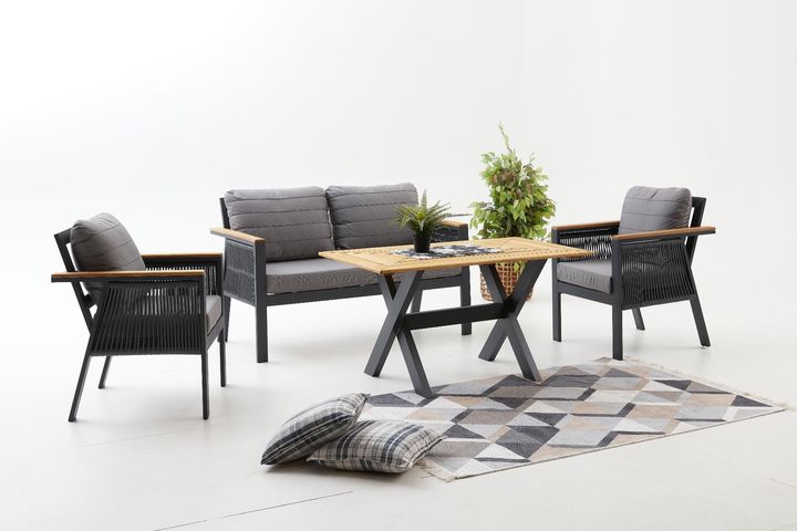 Capella Dubbele Tuinloungeset, Antraciet