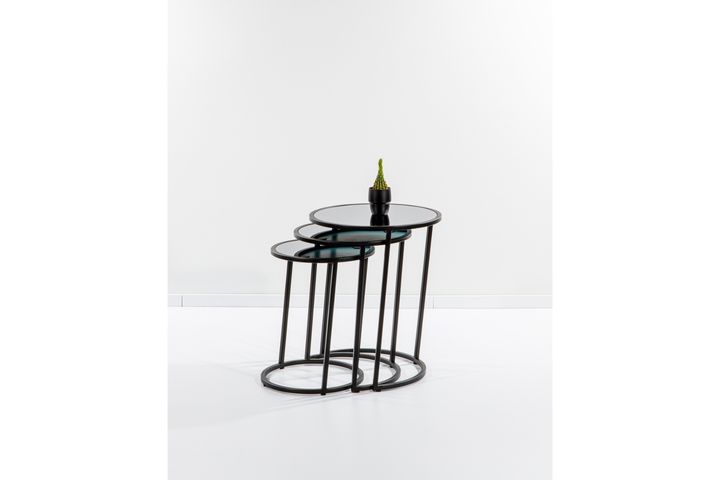 Ci̇rcles Bijzettafel-Set, Zwart, Gerookte Spiegel