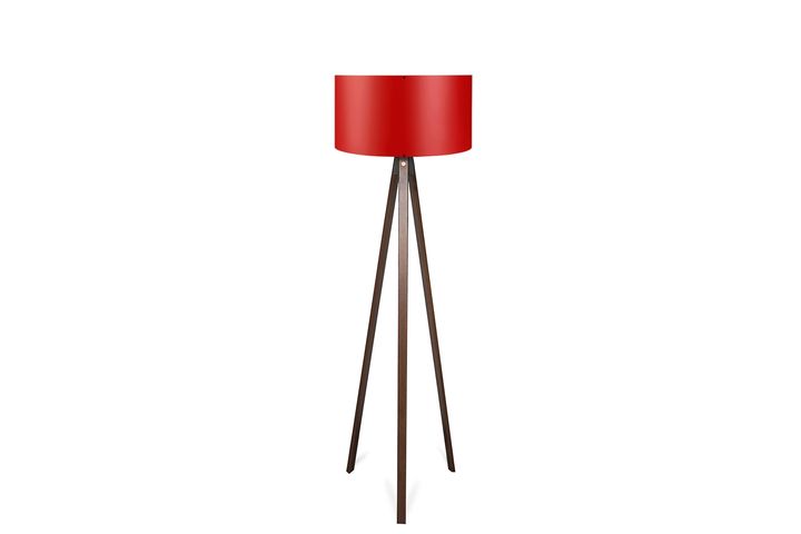 Homing Stehlampe mit Braunem Dreibein aus Holz, Rot