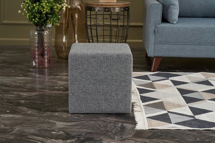 Hexa Vierkante Poef, Grijs