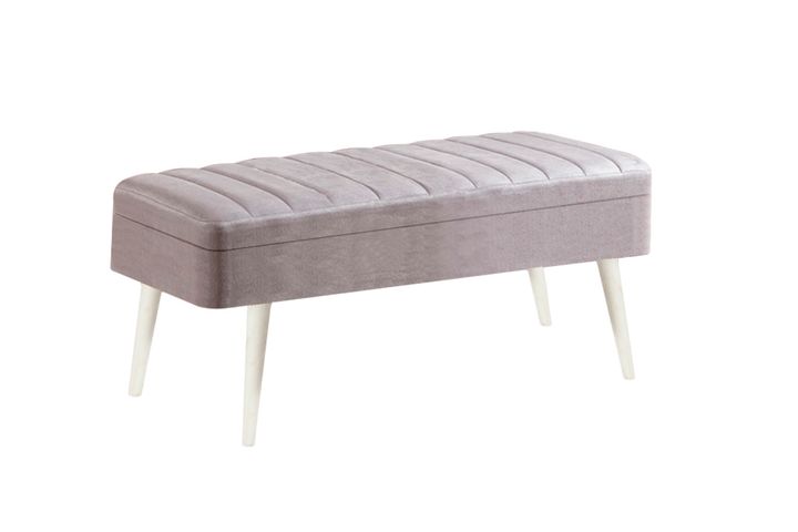 Vina Opbergbank Gestoffeerd, Wit & Lichtgrijs