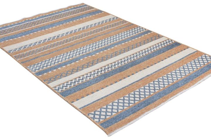 Moretti Turijn Tapijt, 77x150 cm, Bruin en Blauw