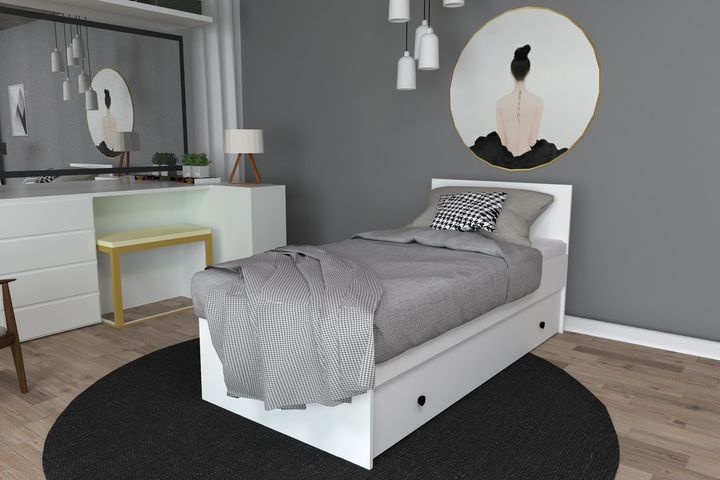 Calton Trundle Bed, 90 x 190 cm, White