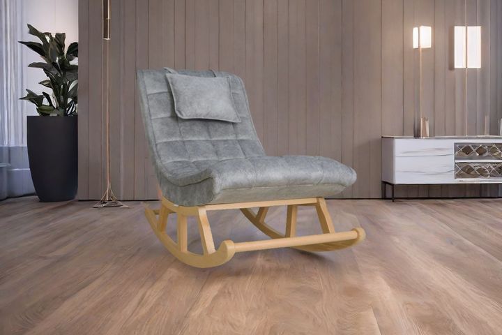 Asedia Maeve Schommelstoel, Grijs & Natuurlijke Kleur