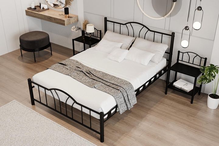 Bella Metalen Bedframe, 160x200 cm, Zwart