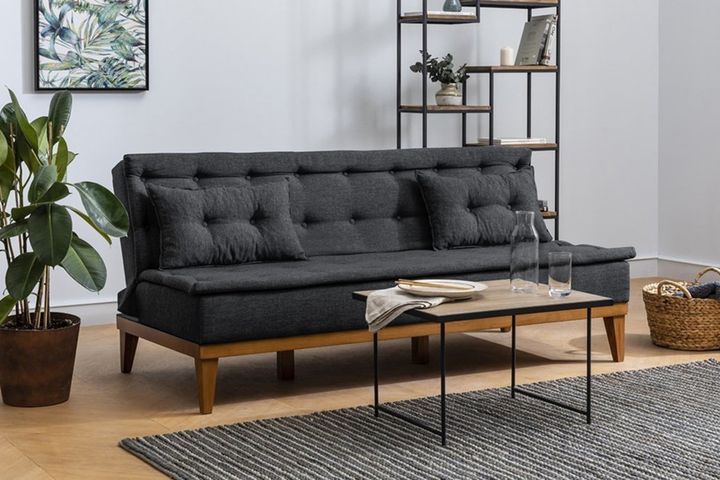 Fuoco Two Seater Sofa Bed, Fabric in Anthracite Grey