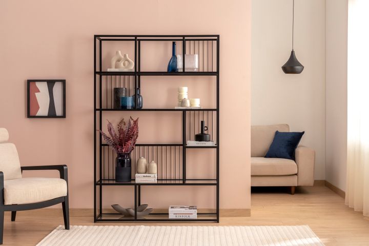 Lola Metalen Boekenkast, Zwart, 120 Cm