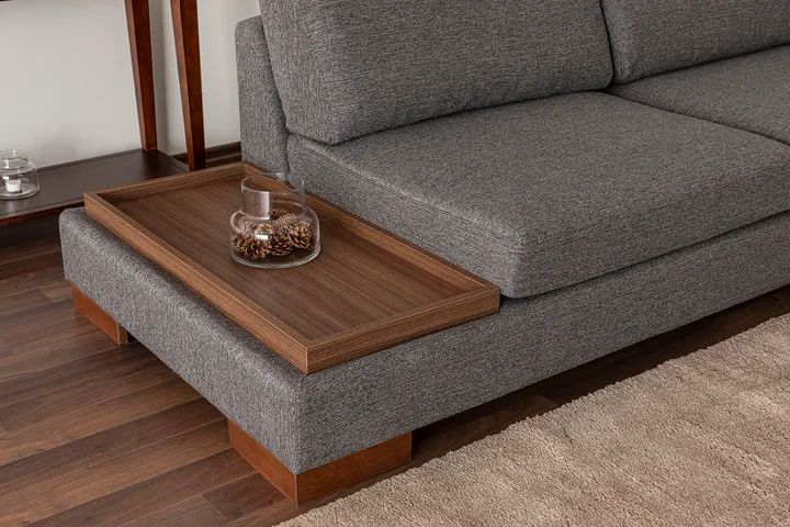 Tulip Hoekbank Links, Antraciet (Zonder pouf)