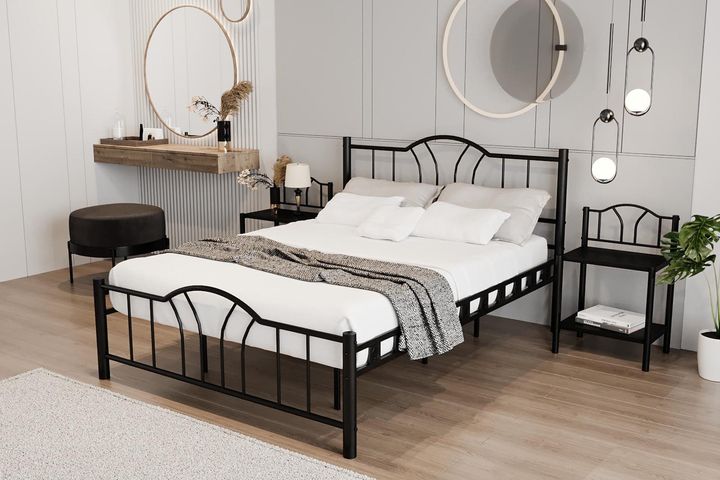 Bella Metalen Bedframe, 180x200 cm, Zwart