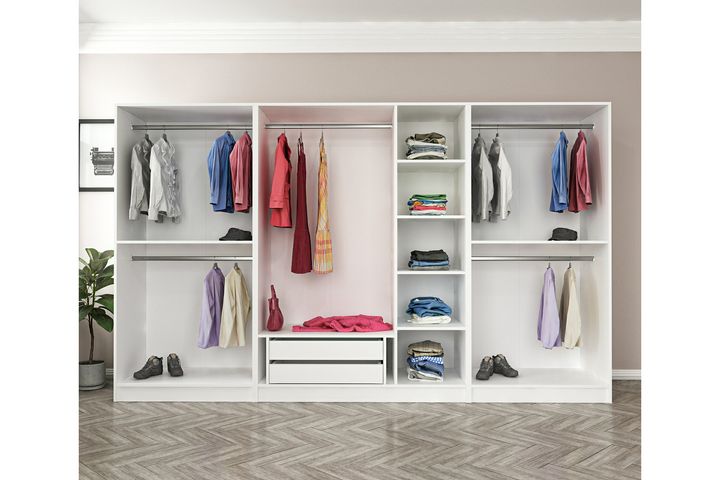 Medway Tideway Kledingkast met 7 Vakken en 2 Lades, 210 cm, Wit
