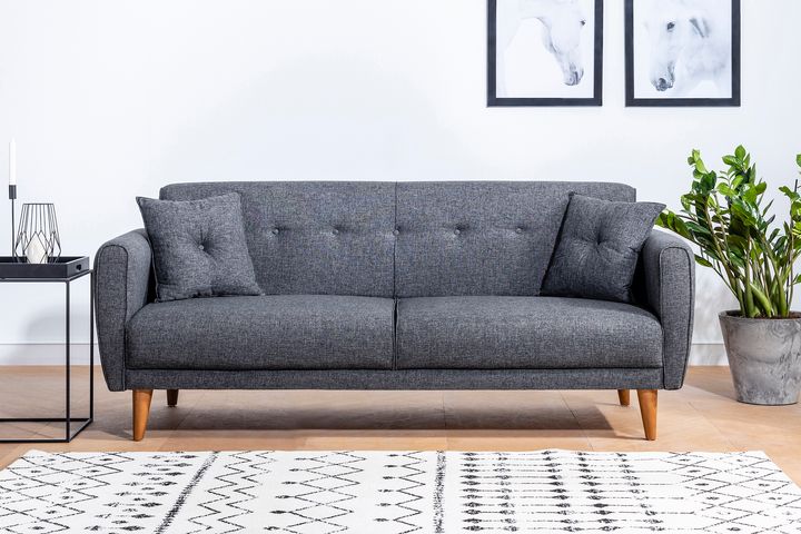Aria Three Seater Sofa Bed, Fabric in Anthracite Grey