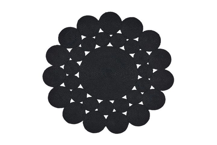 Liliana Round Woven Rug, 100 x 100 cm, Black