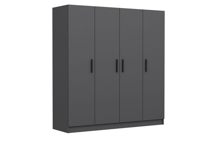 Medway Tideway Kledingkast met 4 Deuren en 2 Lades, 210 cm, Antraciet