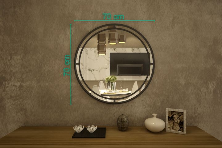 Harmonie Decoratieve Dressoir Spiegel, 70 cm, Antraciet en Zilver