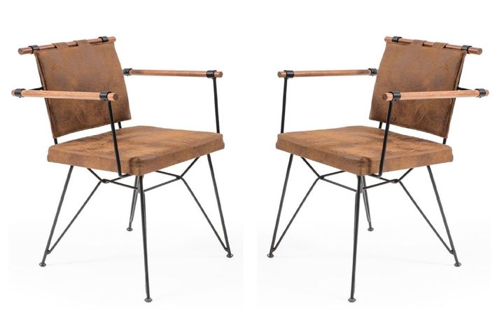 Poyraz Draadstoel Met Arm, Koffie, 2 Stuks