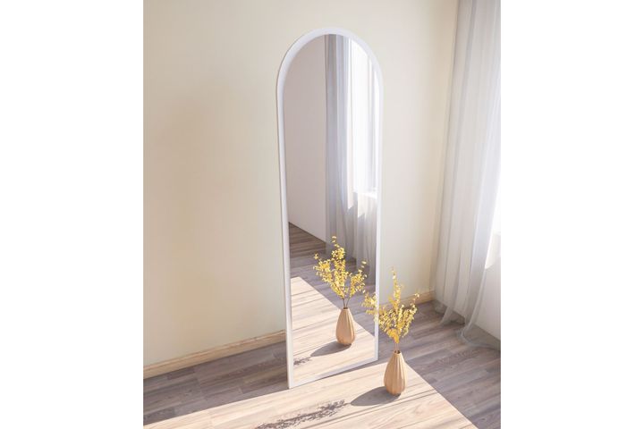 Mone Ovaler Standspiegel, 160x50 cm, Weiß