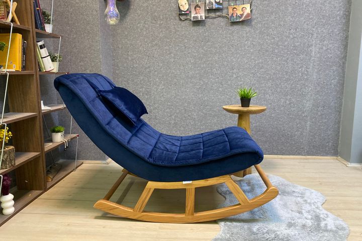 Asedia Maeve Schommelstoel, Donkerblauw & Natuurlijke Kleur