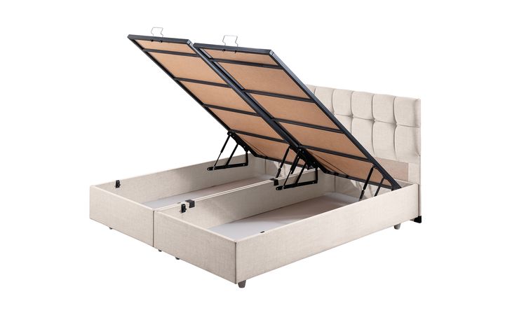 Paris Boxspringbed met Hoofdbord, 150x200 cm, Creme