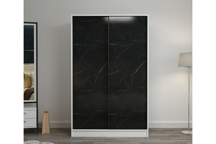 Medway Tideway Kledingkast met Schuifdeuren, 210 cm, Zwart en Wit